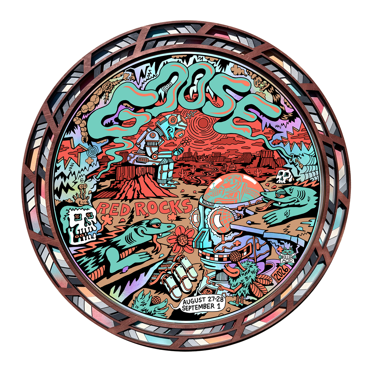Red Rocks 2026 Pop-Up Exclusive Foil Poster by Killer Acid - FRAMED